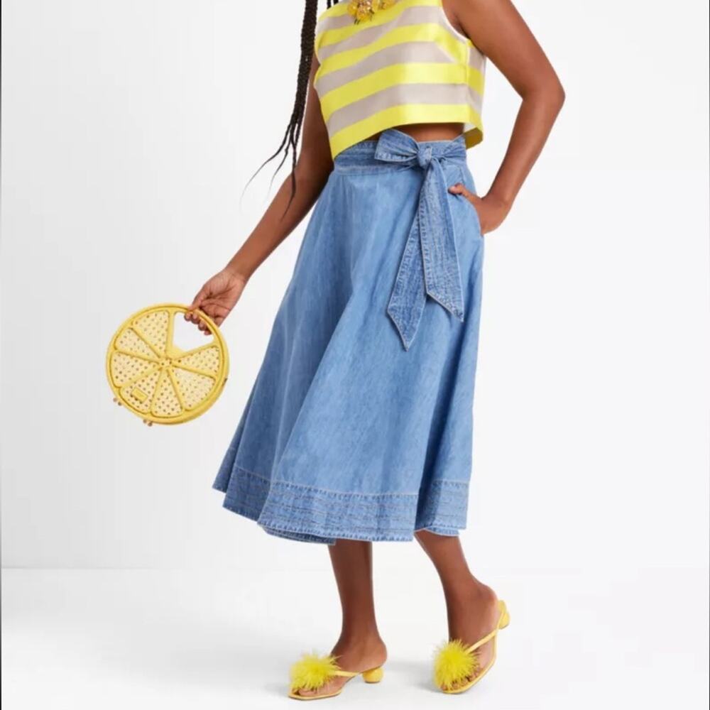 KATE SPADE Chambray Midi Skirt Blue 4